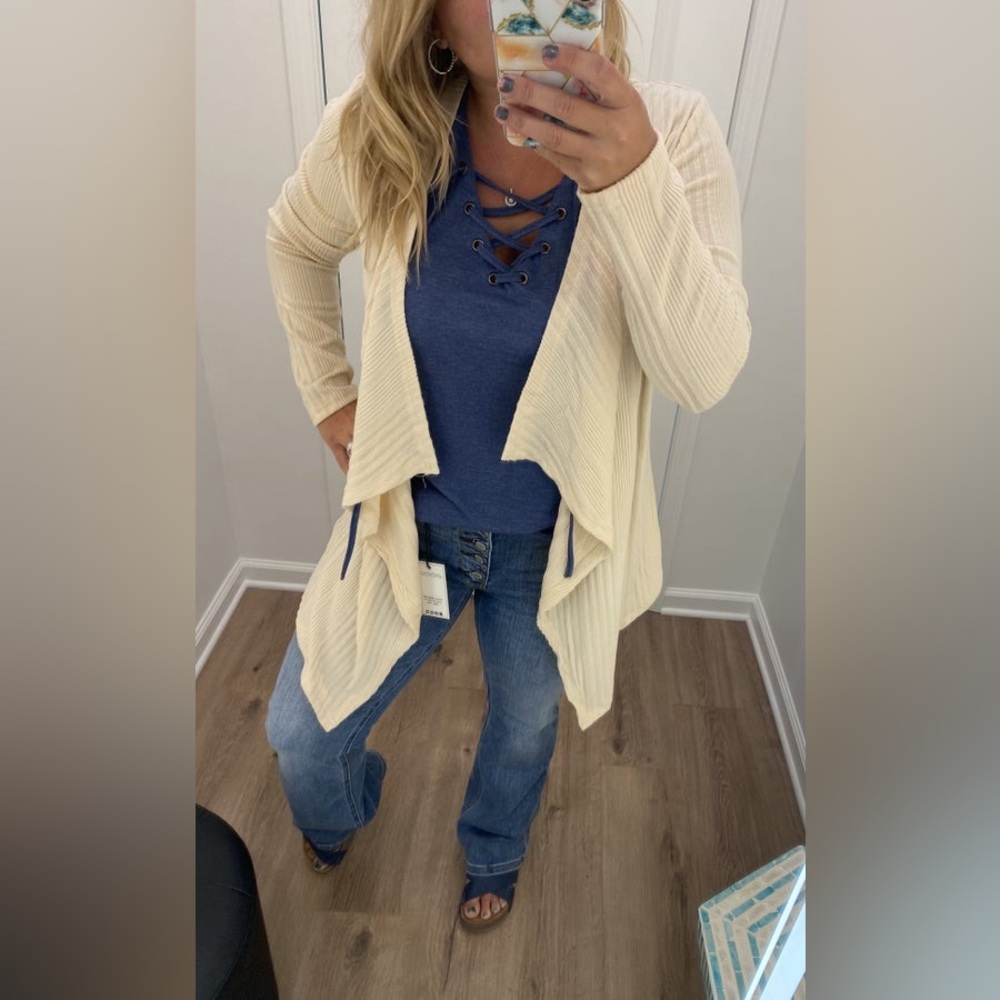 NWT Beige Brushed Open Front Cardigan size large